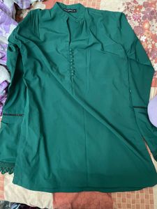 Green Button-Down Top
