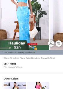 New Blue Floral Maxi Skirt(Bargainable)