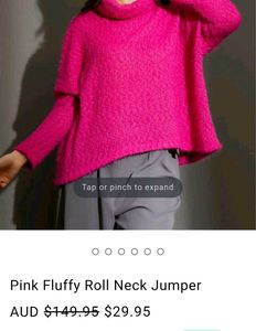 Hot Pink fluffy Roll Neck Jumper/Dress-FIXED PRICE