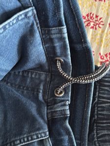 Y&amp;F Girls Denim cuffed Jeans with drawstring