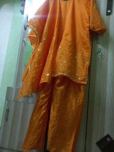 Orange Embroidered Kurta Set