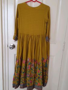 A-line Kurta with printed waistcoat