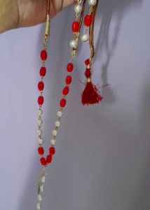 Red Beads And Pearl Set.
