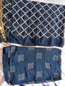 Navy &amp; Gold Dupatta Set