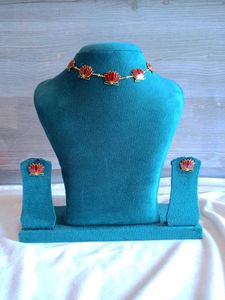 Lotus Meenakari Necklace Set