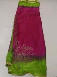 Elegant Pink & Green Saree