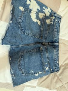 Bleach Dye Denim Shorts