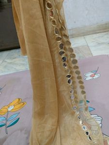 The Combo Of Three Dupattas Orange,Green And Skin Colour Dupatta