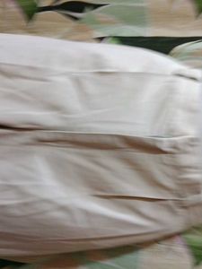 Beige Pleated Wide Leg Trousers