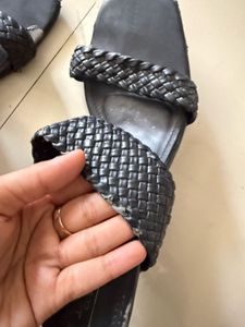 Truffle Collection Black Woven Heels - Size 9