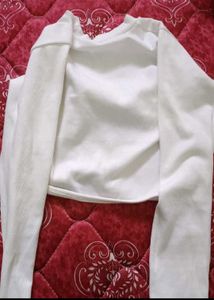 White Full Sleeve Crop Top
