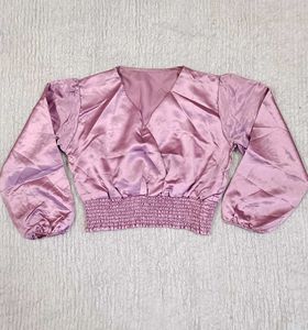 Pink Silk Long Sleeve Top🩷
