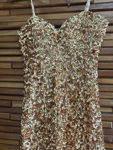 Gold Sequin Padded Mini Dress