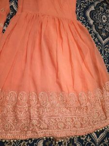 Peach Embroidered Kurta Set