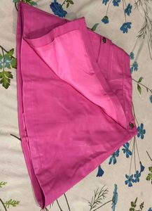 Pink Faux Leather Mini Skirt