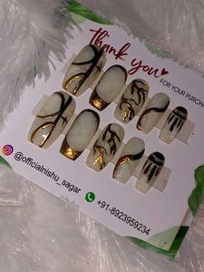 Marble Gold Press-On Nails