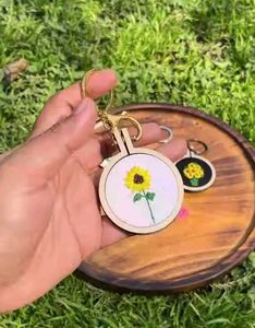 Hand Embroidered Initial Keychain