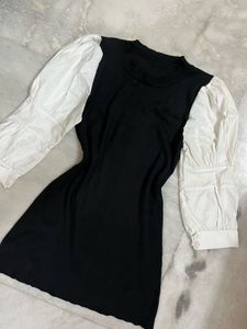 Black Dress with Puff Sleeves