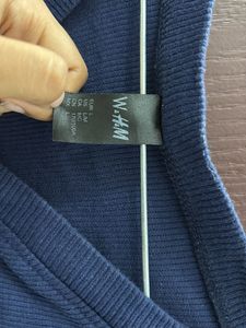 Navy Buttoned Crop Top