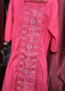 Pink Embroidered Kurti