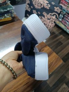 Blue Knit Slip-On Sneakers