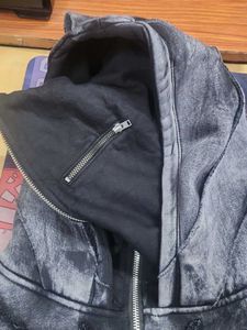 Distressed Graphic Zip-Up Hoodie