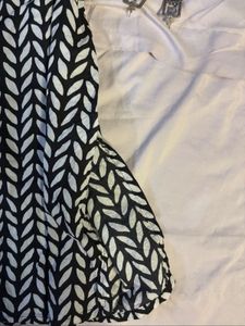 Black &amp; White Print Tie Knot Short Kurti