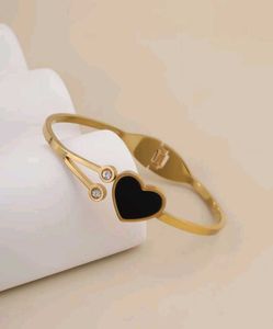Gold Heart Bangle Bracelet