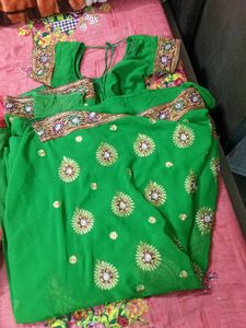 Green Embroidered Saree with Blouse
