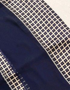 Navy Blue &amp; White Checked Saree With Blouse