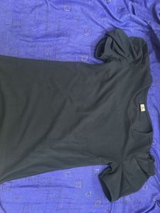 Navy Puff Sleeve Top