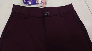 Burgundy Formal Pants For Women