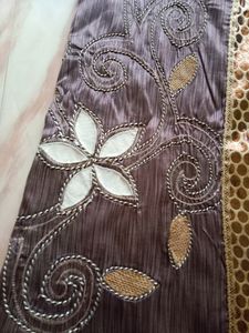 Vintage Embroidered Brown Fabric