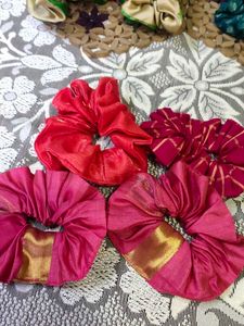 Any 3 @100rs Multi Colored Hand Made Scrunchies