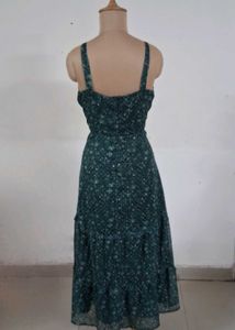 Faballey Wrap Front Green Floral Maxi Dress