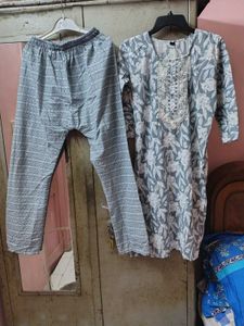 Grey Printed Kurta Set