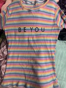 Rainbow Striped 'Be You' Tee