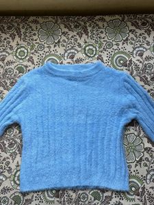 Blue Fuzzy Knit Sweater