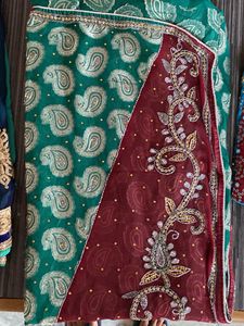 Elegant Green & Maroon Saree