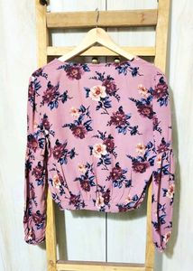 Floral Print Light Brown Cotton Top Size-36-38