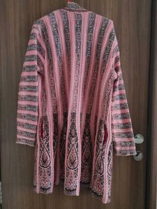 Pink Patterned Knit Cardigan Matching 💖 Earring