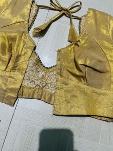 Golden Back-Tie Silk Blouse