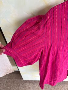 Pink Striped Button-Down Top
