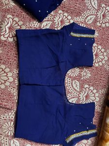 Navy Blue - Pearl Work Saree