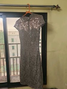 Elegant Gray Lace Dress