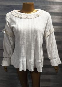 Ruffle Trim Knit Top