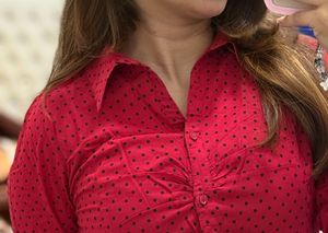 Red Shirt With Black Polka Dots