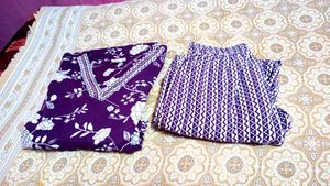 Pure Cotton Kurti Set With New Sare