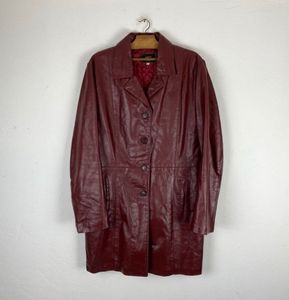 Burgundy Leather Trench Coat
