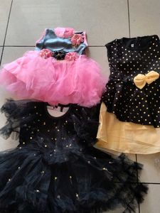 New 3 combo Girls kids Clothing Dress  polka bl